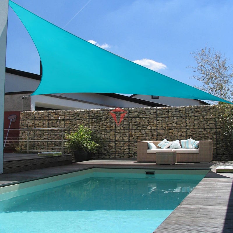Patio Paradise 16' x 16' x 16' Sun Shade Sail Triangle Canopy Shade Cloth Fabric Sunlight Block Patio Pergola Cover HDPE Deck Awning for Outdoor Backyard Roof Shading, Turquoise - Image 5